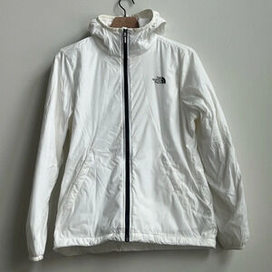 Women's THE NORTH FACE White Grid Hooded Zip Jacket NF00CAV9 Medium Fleece lined